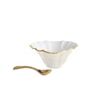 ENCANTO Tuscany Mini Round Bowl w/spoon (Cream and White)