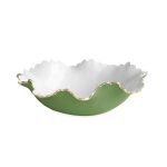 ENCANTO Colette Large Round Bowl (Leaf Green and White)