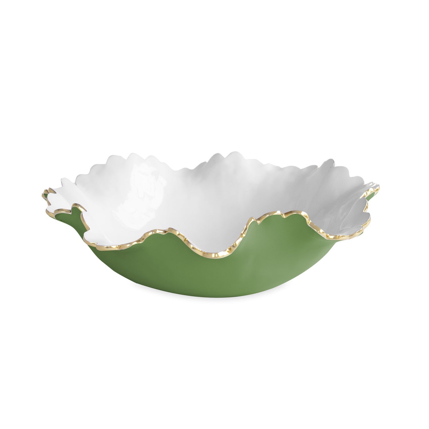 9260_2_99f73a2c-9e08-48ba-871c-f969146821ee ENCANTO Colette Large Round Bowl (Leaf Green and White) - Image 1