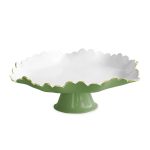 ENCANTO Colette Pedestal Cake Plate (Leaf Green and White)
