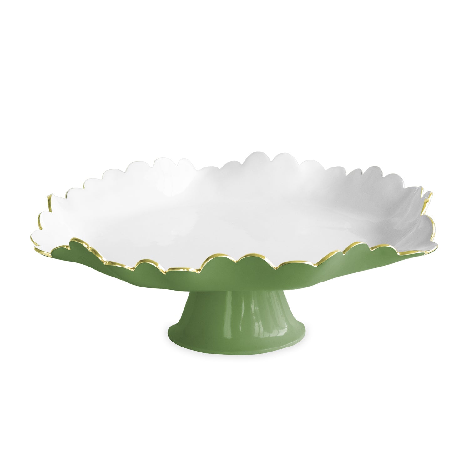 9263_2_7359ebb5-120c-41df-9633-cefa48a5caa3 ENCANTO Colette Pedestal Cake Plate (Leaf Green and White) - Image 1
