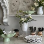ENCANTO Claire Small Oval Bowl with Spoon (Pistachio, White and Gold) - Image 8